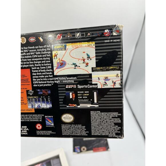 ESPN National Hockey Night (SNES, 1994) CIB Manual Tested B - Picture 16 of 16